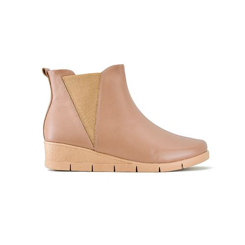 Bota Casual Taco Bajo de Cuero Usaflex con Elástico