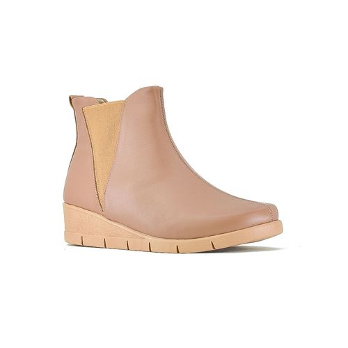Bota Casual Taco Bajo de Cuero Usaflex con Elástico
