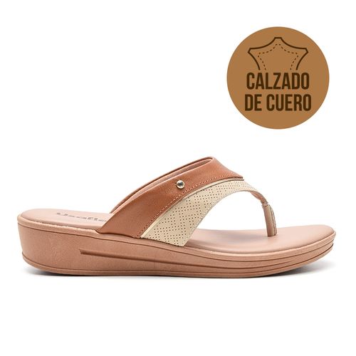 SANDALIA OJOTA DE CUERO USAFLEX VANILLA